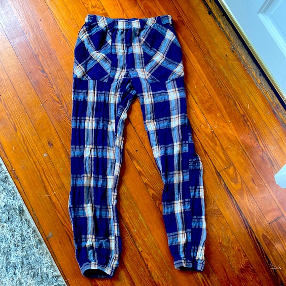 Aerie pants size xs with front pockets blue plaid soft material - Picture 1 of 2